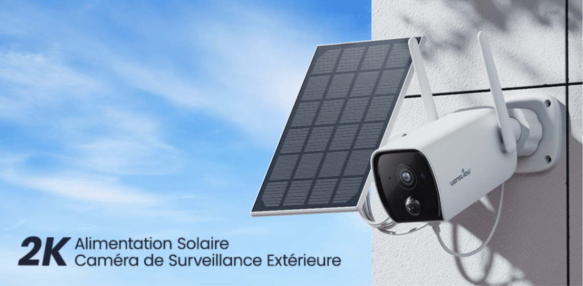 2k camera surveillance wifi exterieure avec panneau solaire