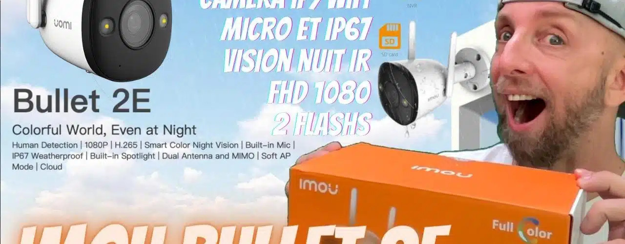 camera ip imou bullet 2e avec vision de nuit ip intelligent, 2 projecteurs et detection humain