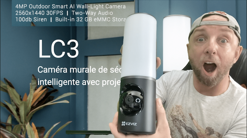 caméra murale avec eclairage intelligent et camera ip 2k ultra large ezviz lc3