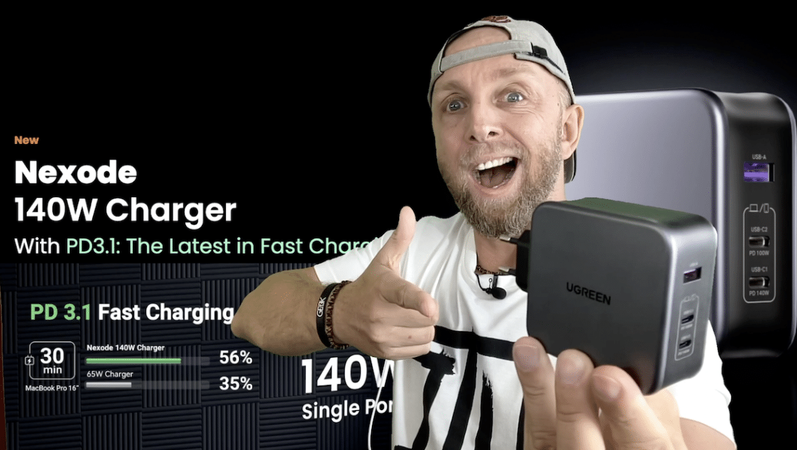 cette vidéo traite de ce chargeur hyper charge rapide ugreen nexode 140w qui remplace tous tes chargeurs avec 3 ports pour macbook, smartphone et tablettes