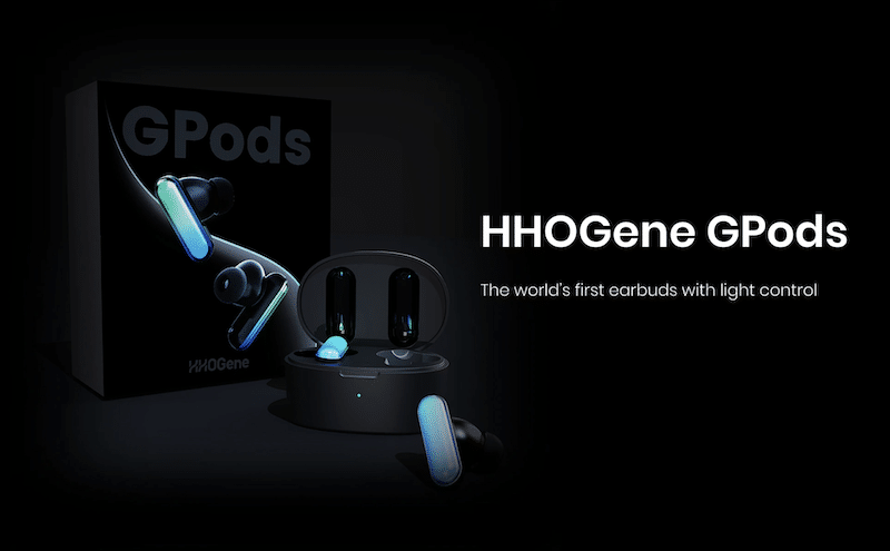 hhogene gpods wireless earbuds with light control and case,noise cancelling bluetooth earphones with immersive hi fi sound