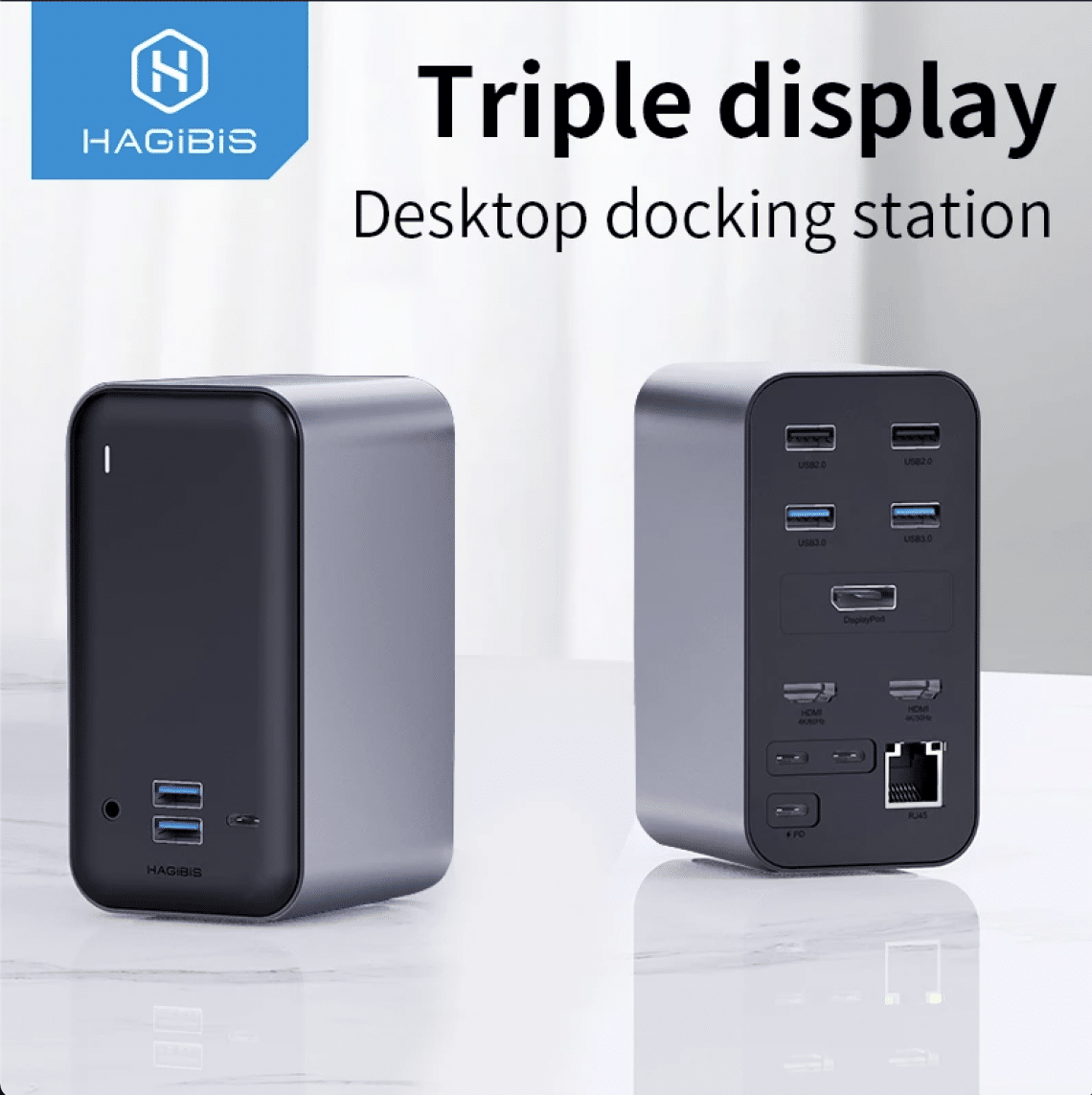 hagibis station d accueil avec triple affichage type c 4k hdmi vga dp usb 3 0