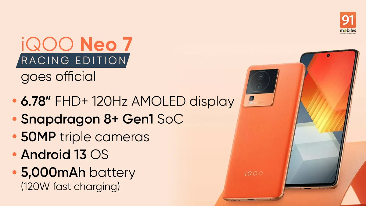 Nouveau Iqoo Neo Racing Edition Avec Sd Gen Mp Et Charge W