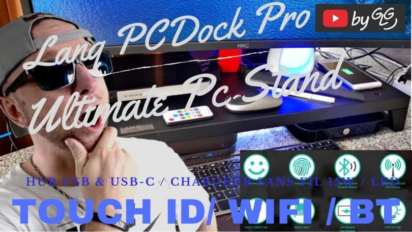 lanq pcdock pro hub usb c avec led, wifi,bt et chargeur qi 15w