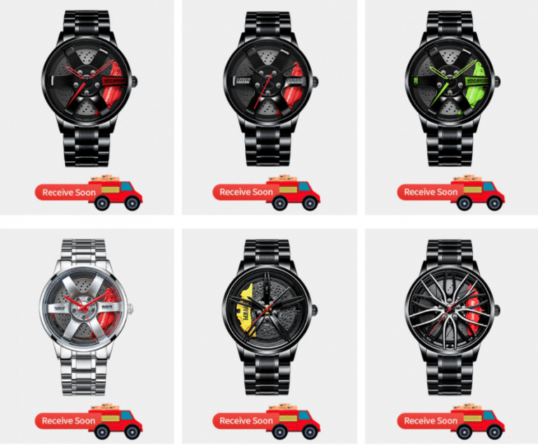 Montre tuning auto avec la jante et les freins Brembo