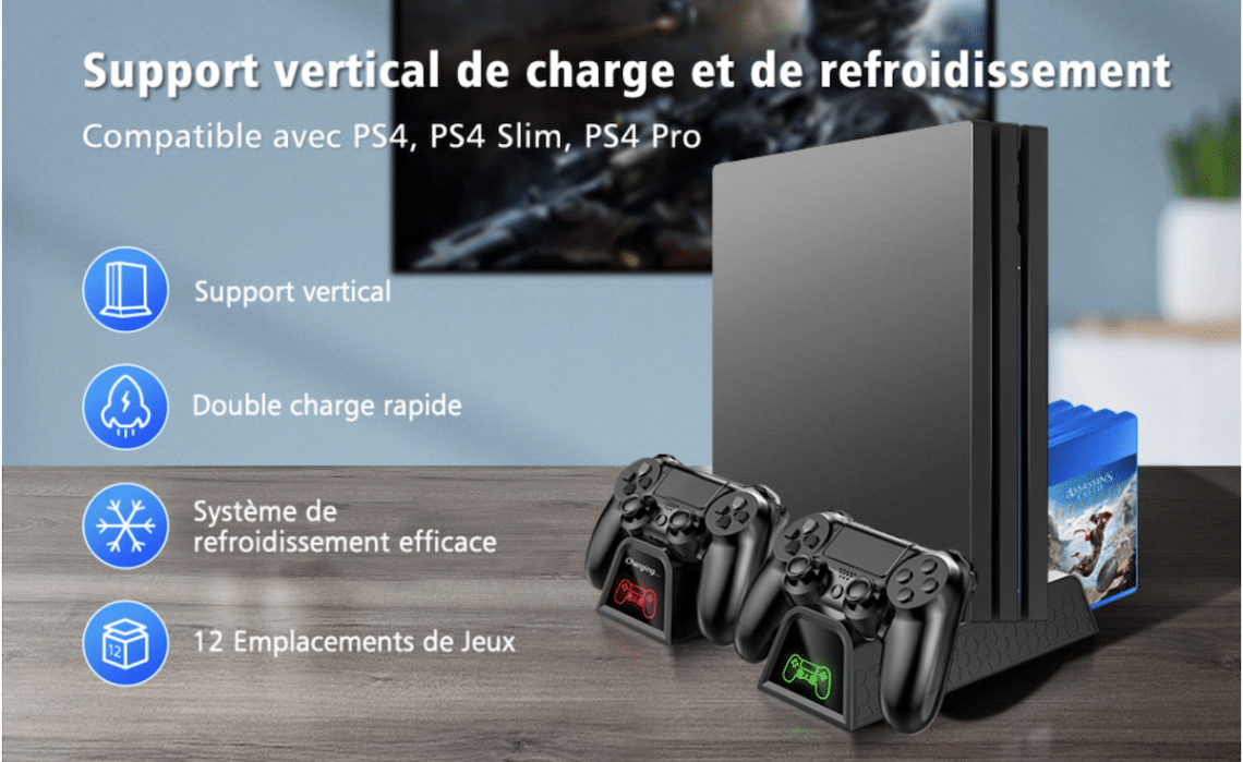 oivo support ventilateur du refroidissement pour ps4:ps4 pro:ps4 slim