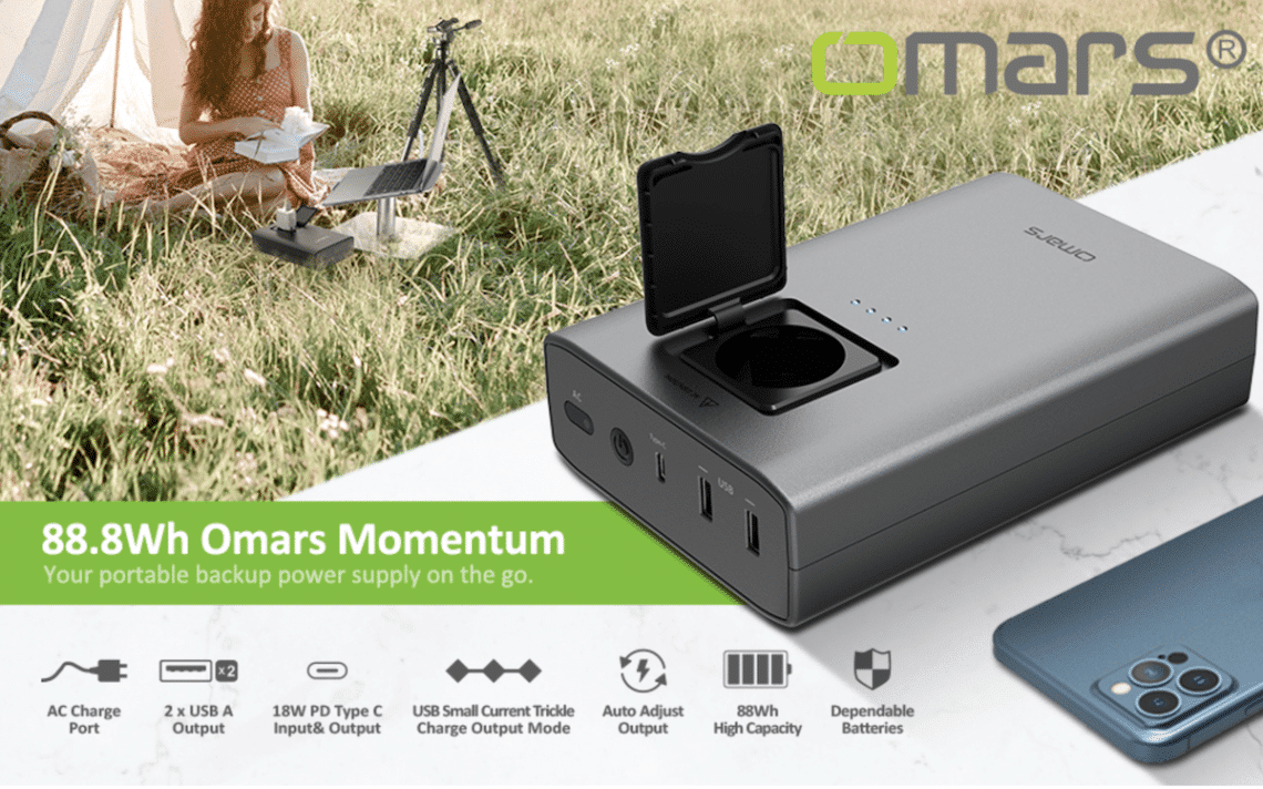 omars batterie externe 88wh 24000mah avec prise de courant ac 90w 220v