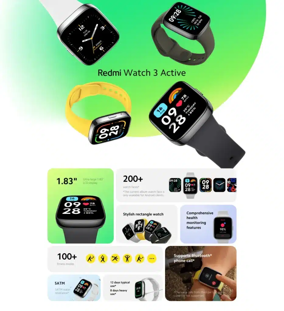 redmi watch 3 active details