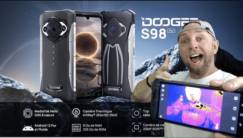 smartphone android 12 avec helio g96 camera 48mp, 20mp ir sony et thermique, le doogee s98 pro