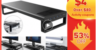 support écran pc avec hub 4 usb 3.0 et chargeur sans fil en alliage d'aluminium.