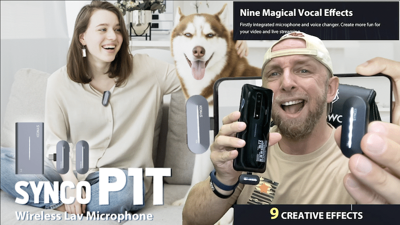 synco p1t, un micro carvate sans fil type c avec 9 effets voix pour smartphone,pc ou tablette