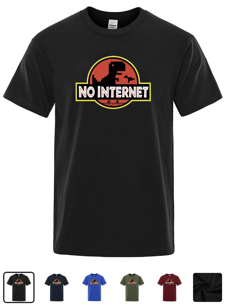 t shirt dinosaure & pas d'internet