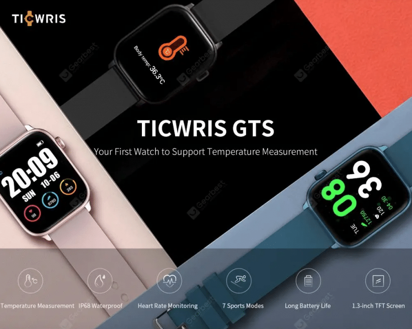 Ticwris Gts Real Time Body Temperature Detect Smart Watch