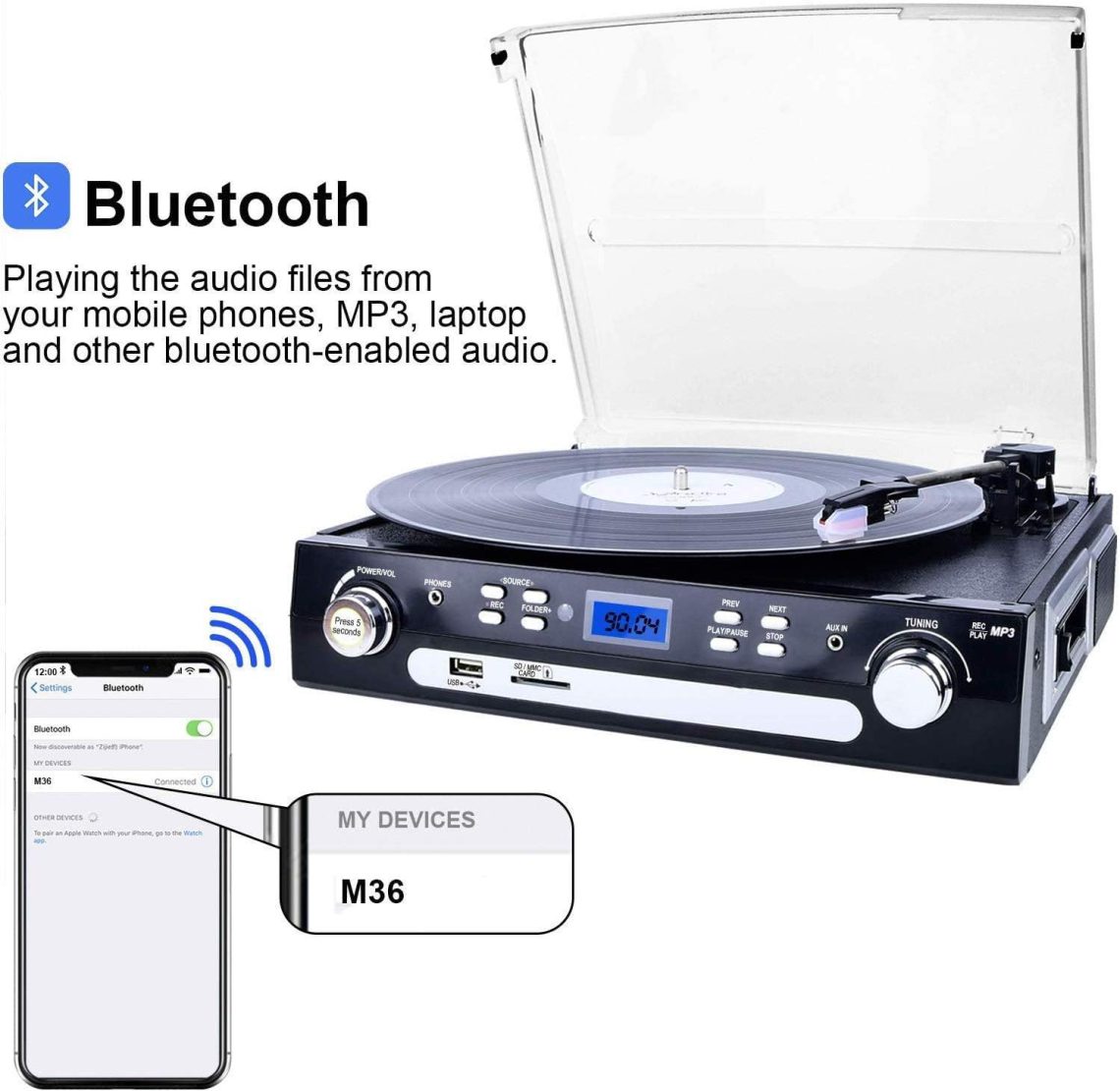 tourne disque bluetooth
