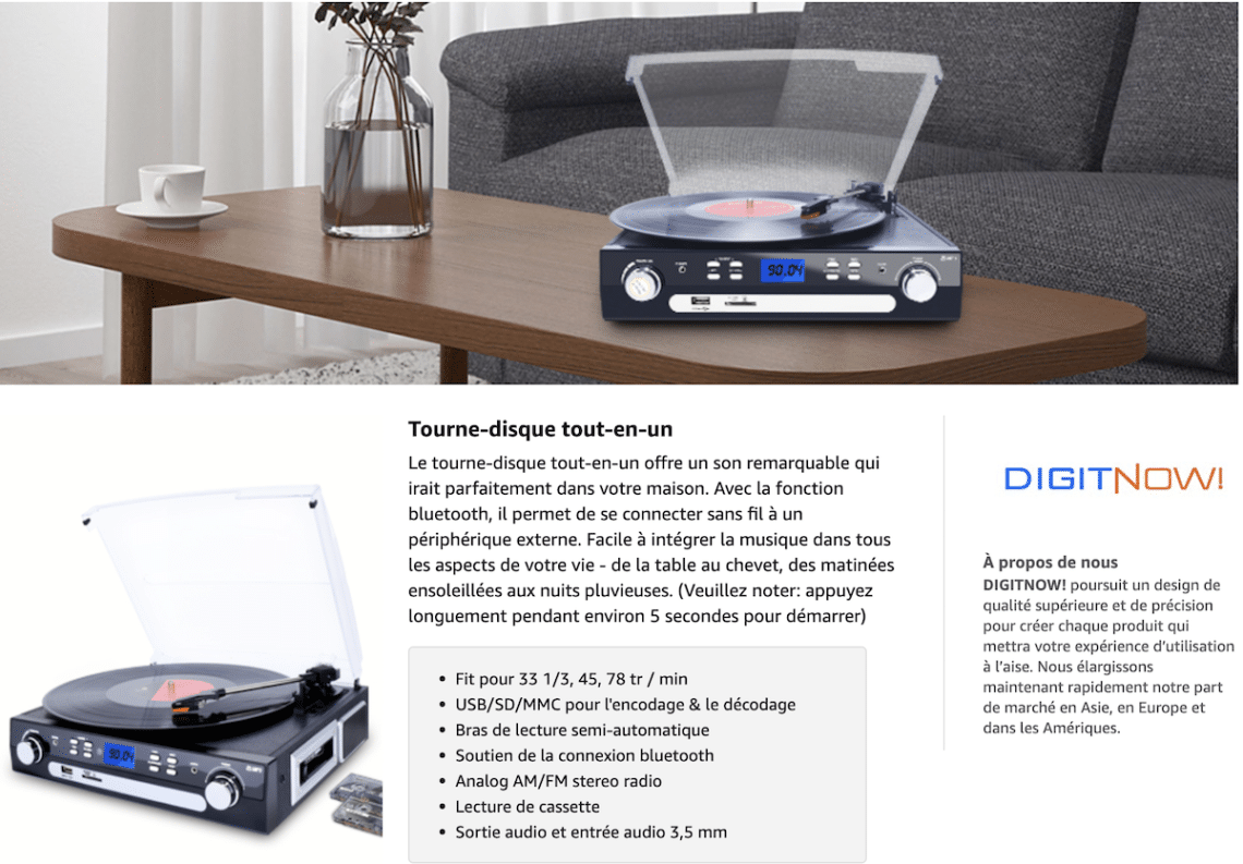 tourne disque bluetooth