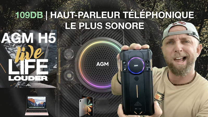 un smartphone robuste avec hp 109 db ip68 ip69k sous android 12,7000mah,48mp et 20mp ir , le agm h5