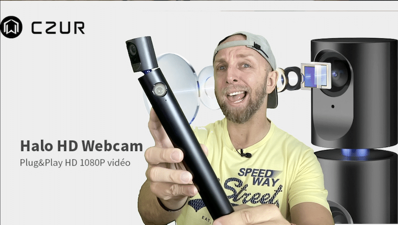 une webcam avec 2 caméras fhd 90° independantes et micro, la czur halo