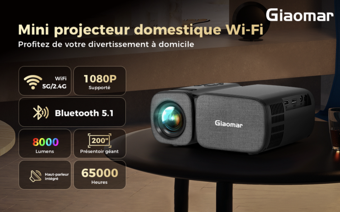 vidéoprojecteur 5g wifi bluetooth 8000 lumens full hd