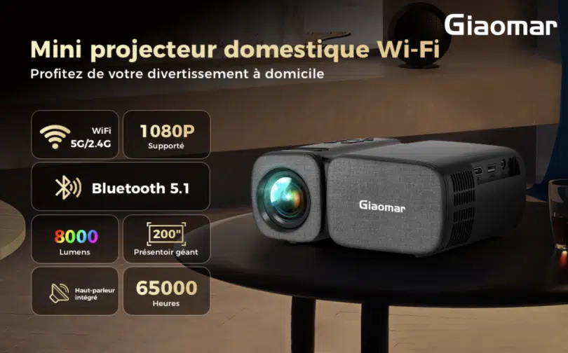 vidéoprojecteur 5g wifi bluetooth 8000 lumens full hd