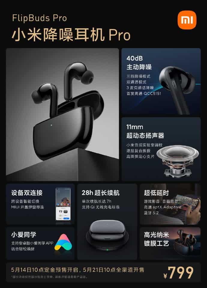 FlipBuds Pro : Xiaomi dégaine de nouveaux écouteurs haut de gamme