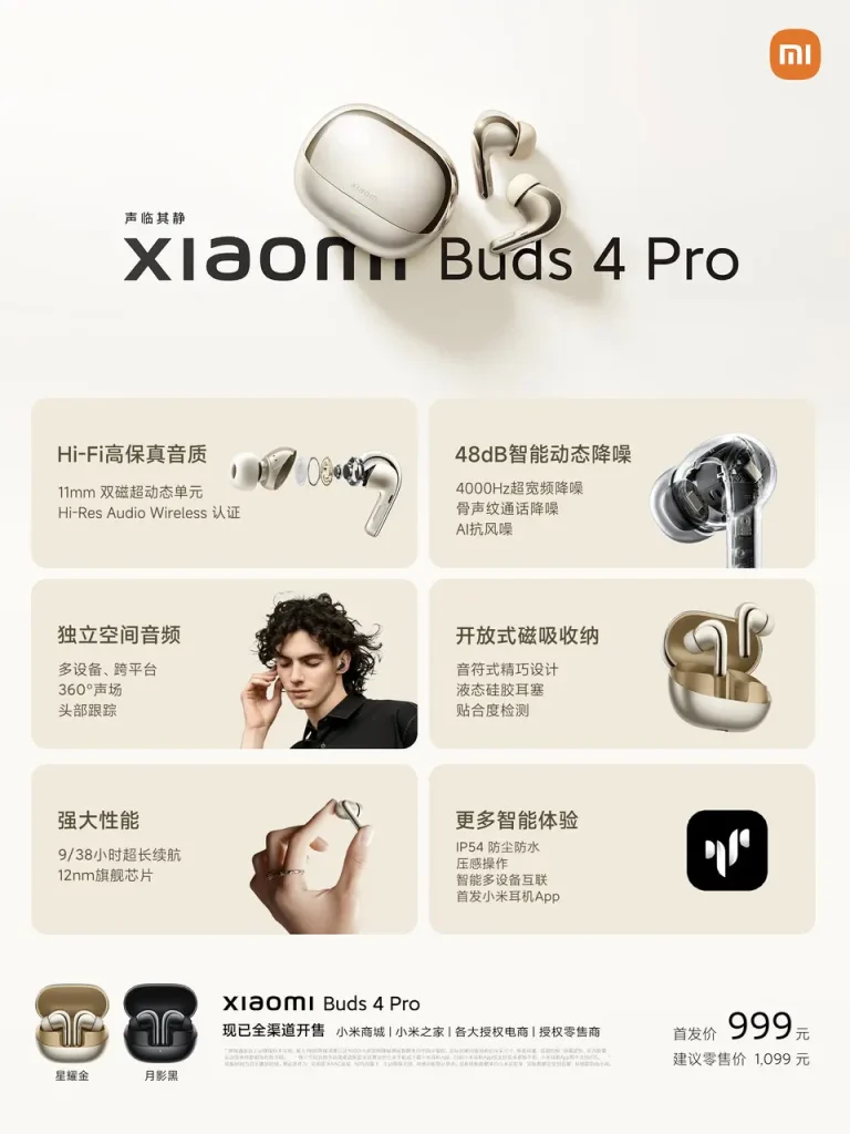 xiaomi buds 4 pro details