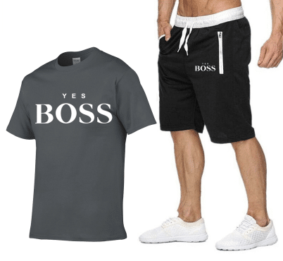 yes boss t shirt + short gris f