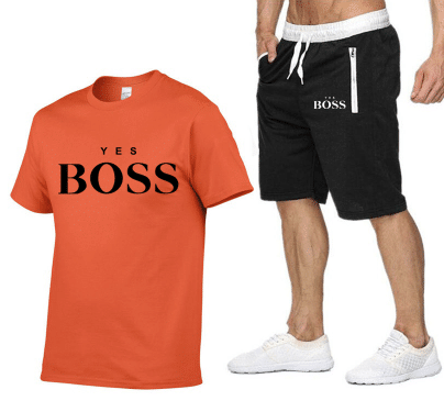 yes boss t shirt + short orange