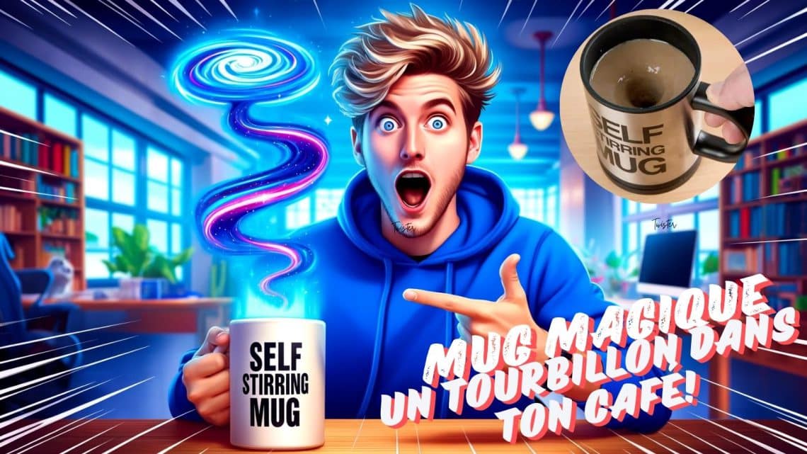 alerte gadget fou! ce mug a un tourbillon magique qui mélange ton thé ou café!