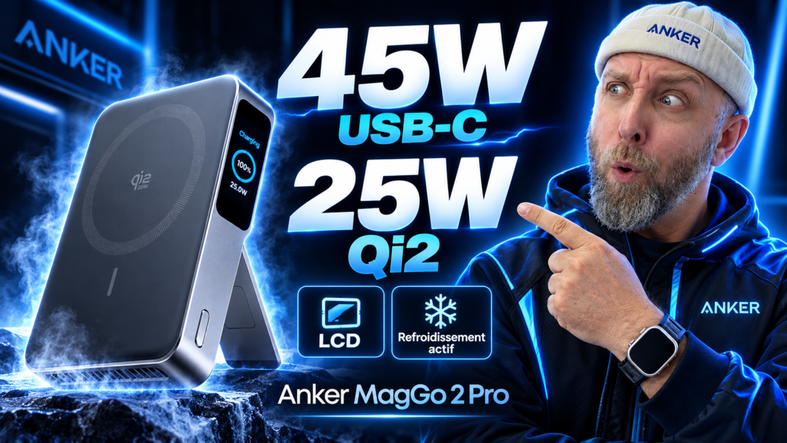 anker maggo 2 pro , 45w usb c, 25w qi2, écran et refroidissement actif