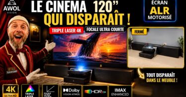 awol aetherion pro le home cinéma triple laser 120 qui disparaît dans un meuble