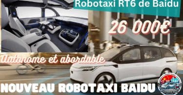 baidu rt6 ,nouveau robotaxi autonome à 26 000 €