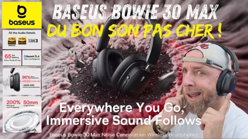 baseus bowie 30max ,casque hi res à 50mm, anc et bass boost 200%, le meilleur rapport qualité prix !