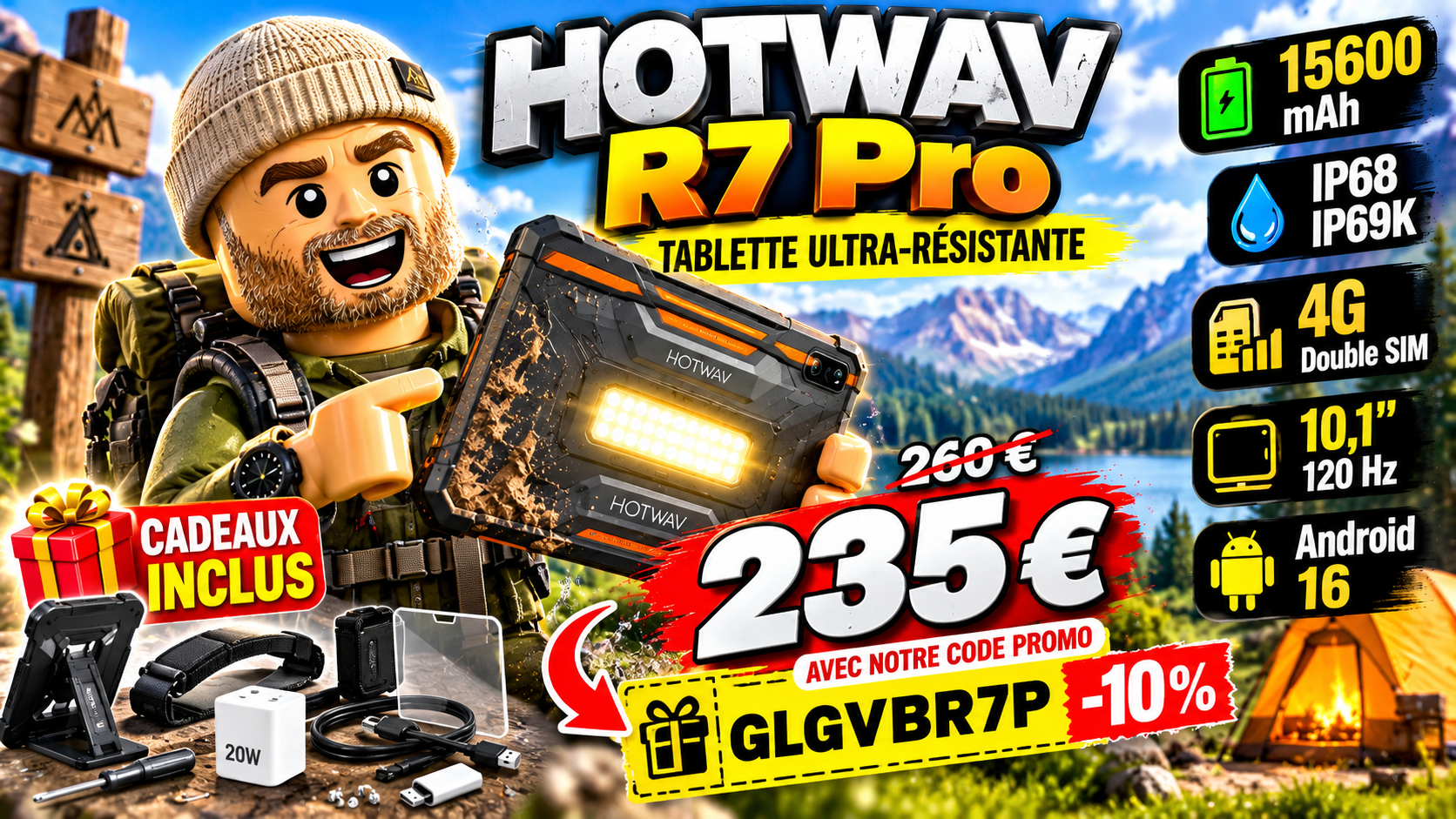 bon plan hotwav r7 pro une tablette durcie 4g à 235 € avec notre code promo 10 %