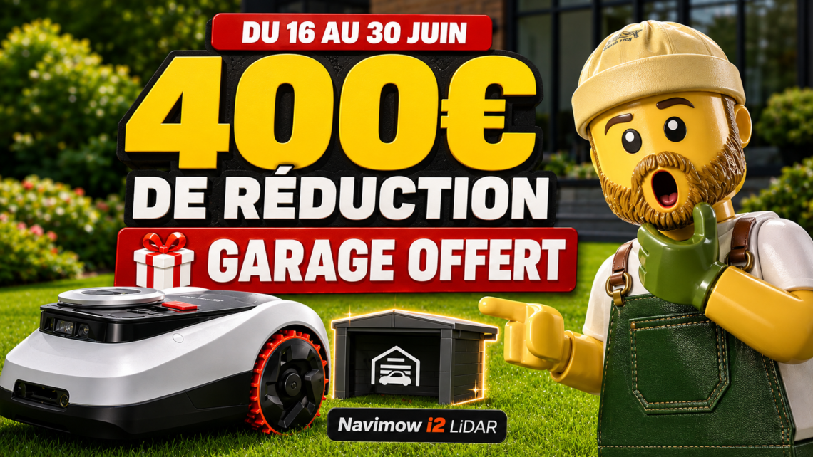 bon plan meilleur robot tondeuse 2026 segway navimow i2 lidar avec 400 € de réduction et garage offert