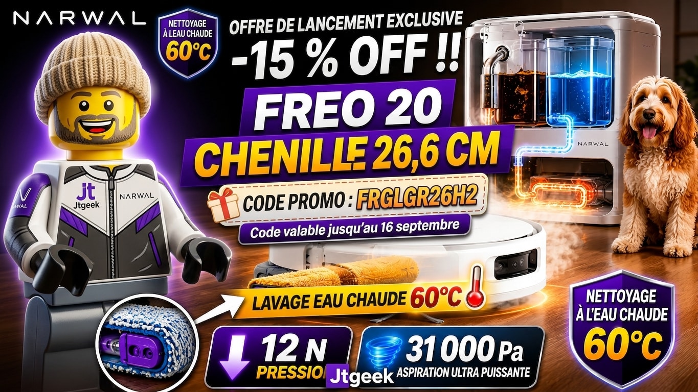 bon plan narwal freo 20 , test, avis et code promo exclusif jtgeek pour le robot laveur