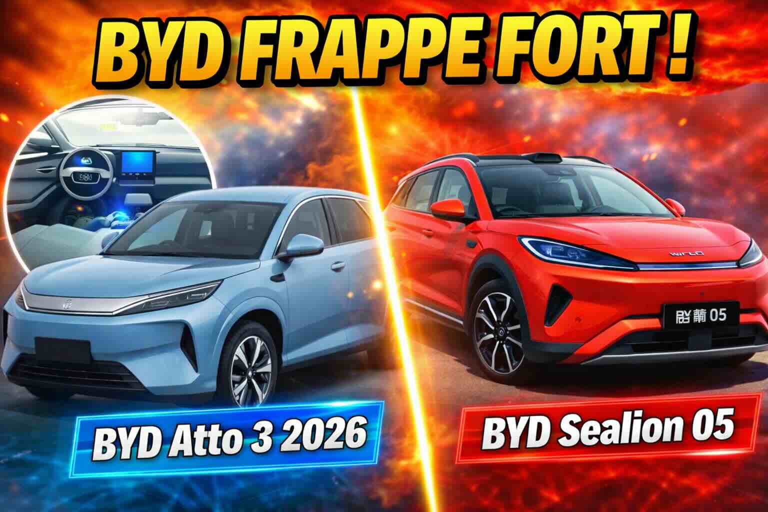 byd atto 3 2026 et sealion 05 recharge flash + 305 km ev, tesla peut suivre ?