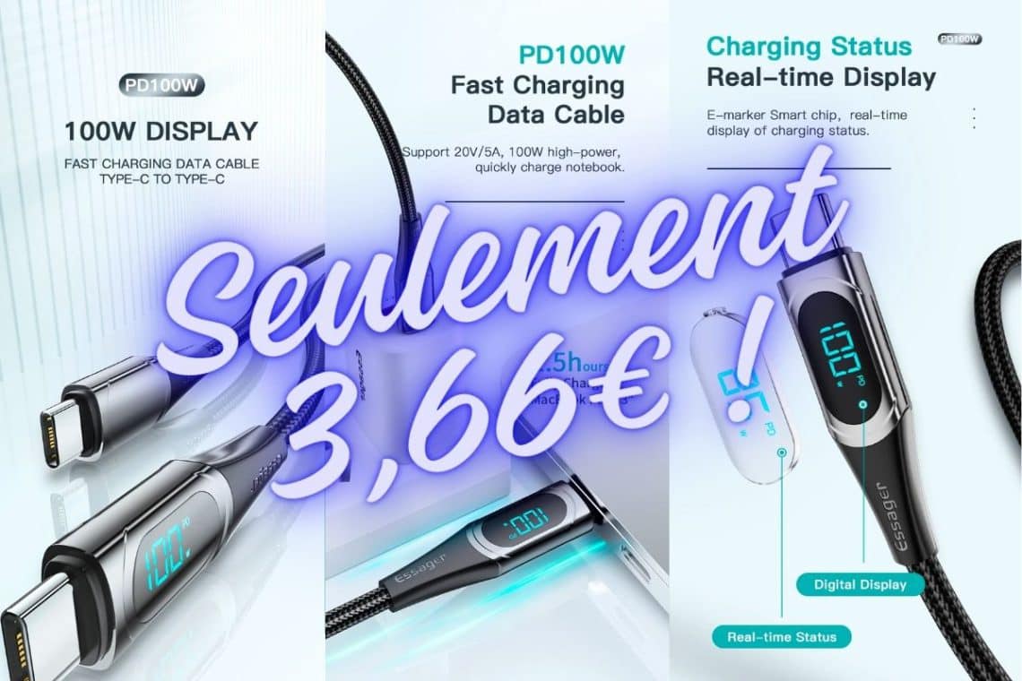 câble usb type c essager à seulement 3,66€!