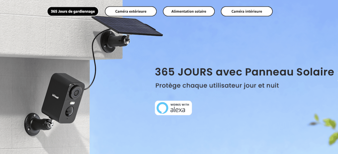 caméra de surveillance wifi extérieure solaire 2k iegeek