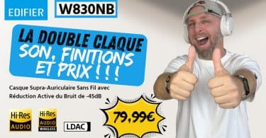 double impact avec le casque sans fil edifier w830nb, hi res, ldac, anc, bluetooth 5.4 et 54h d’autonomie pour 79,99€ !