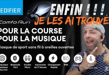 écouteurs de sport sans fil à conduction aérienne, son puissant, bt 5.3, enc, 17h, podomètre et charge rapide , edifier comfo run