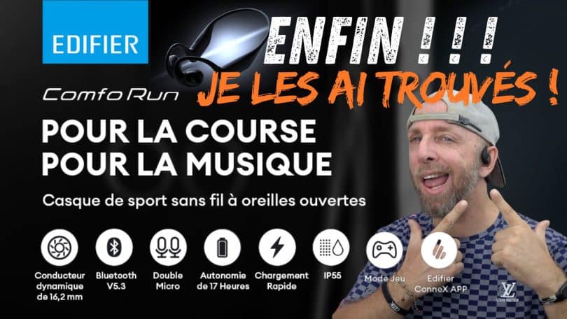 écouteurs de sport sans fil à conduction aérienne, son puissant, bt 5.3, enc, 17h, podomètre et charge rapide , edifier comfo run