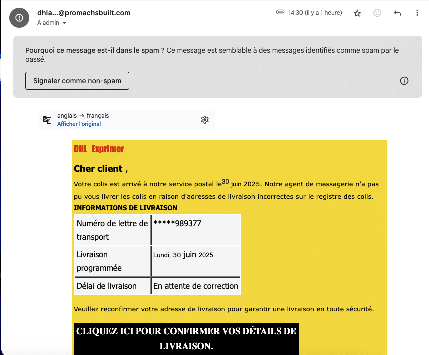 faux mail dhl