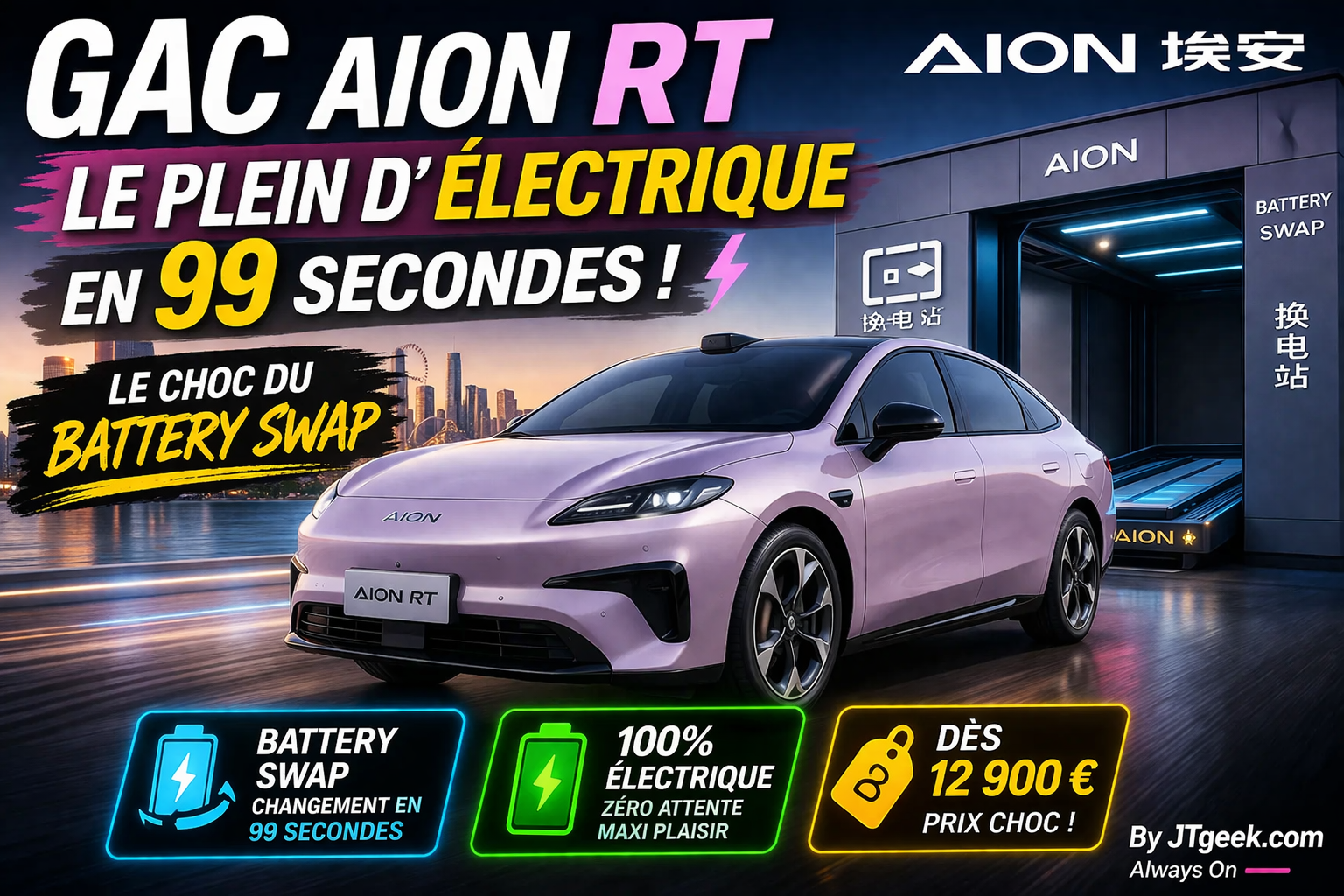 gac aion rt le plein d'électrique en 99 secondes ! le choc du battery swap dès 12 900 euros