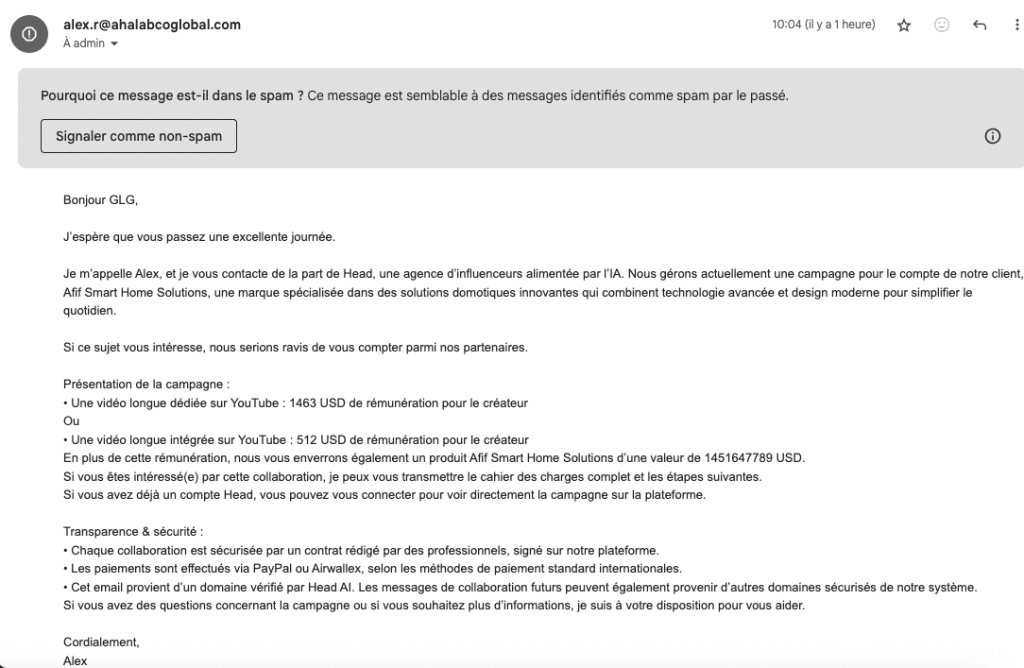 head creator agency scam