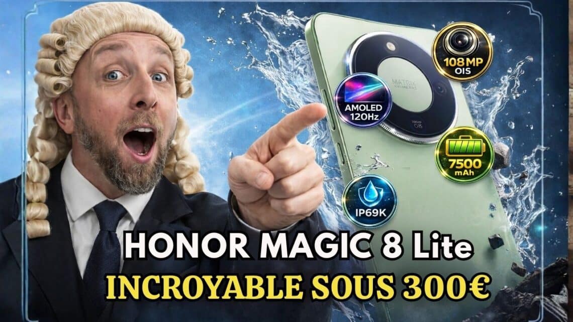 honor magic 8 lite , 7500 mah, ip69k, 108mp ois — le meilleur smartphone sous 300€ ?