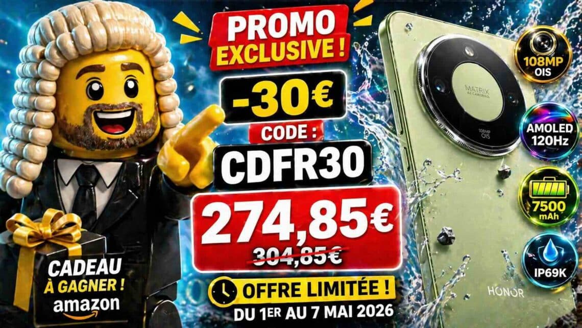 honor magic 8 lite avec mon code promo exclusif, le smartphone 108mp et 7500 mah tombe à 274,85€