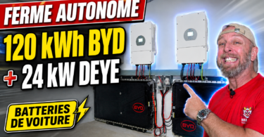 il alimente une ferme entière avec 2 batteries byd atto 3 et 24 kw d’onduleurs deye !