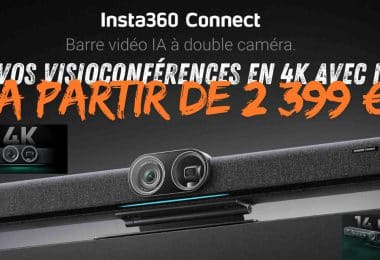 insta360 connect ,transformez vos réunions avec la barre vidéo ia à double caméra 4k