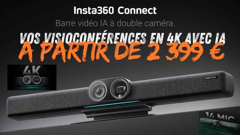 insta360 connect ,transformez vos réunions avec la barre vidéo ia à double caméra 4k