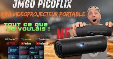 jmgo picoflix ,projecteur portable compact, hdr, netflix, google tv et autonomie de 4,5h – tout pour séduire